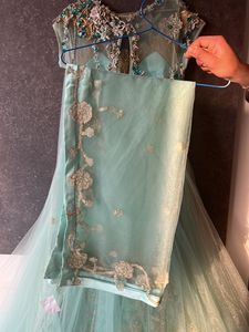 Engagement Gown With Applique Work Embroidery