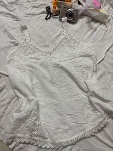 Embroidered White Cami Top