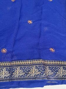 Beautiful Blue Embroidered Saree