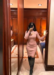 Chic Pink Cutout Sweater Dress