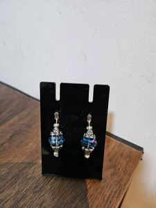 Bohemian Blue Crystal Drop Earrings