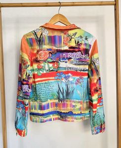 Y2K vibrant poetry print suede jacket