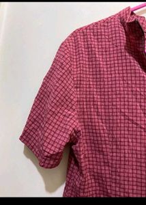 Checkered Button-Up Blouse