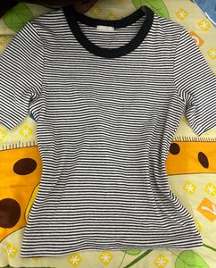Classic black and white Striped  Top