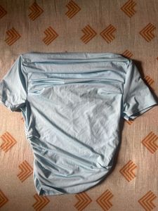 Ruched Baby Blue Crop Top