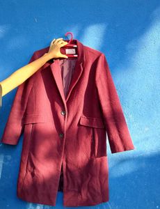Maroon Velvet Long Coat