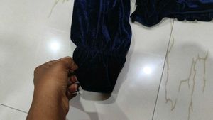 Navy Blue Crop Top Velvet