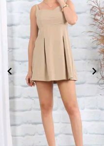 Chic Beige Square Neck Mini Dress