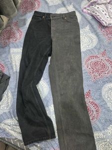 Unique Two-Tone Wide-Leg Jeans