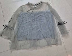 Sheer Tulle Kurta with Detailing