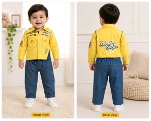 Not Out Baby Boy Shirt & Soft Denim Jeans Set |