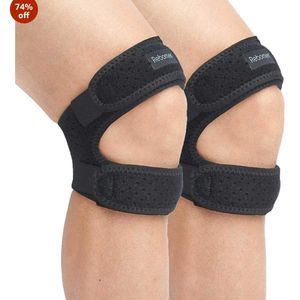 Adjustable Knee Support, Black &amp; Green, 2 Count