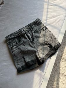 Distressed Wash Denim Shorts