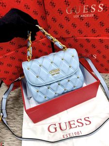 GUESS* *TRIANA BLACK QUILTED FLAP SHOULDER BAG*