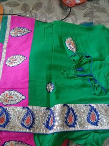 Elegant Green Saree with Embellished Border