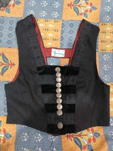 Black Button Vintage Detail Top