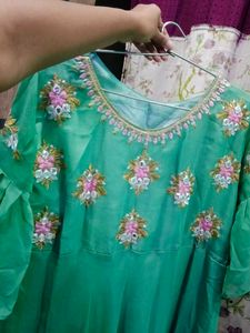Stunning Green Embroidered Ethnic Gown