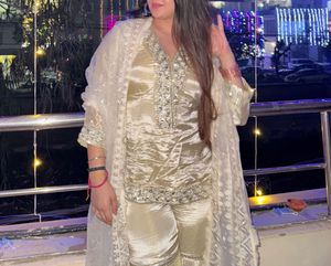 Elegant Cream Silk Kurta Set