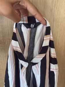 Striped Collared Button-Up Tunic