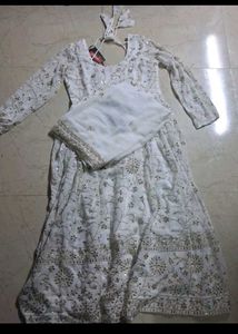 Elegant White Embellished Anarkali Suit