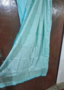 Aqua Printed Kurta &amp; Leggings Set