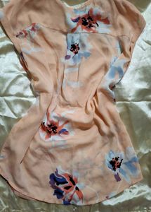 Peachy Floral Zip Tunic Top