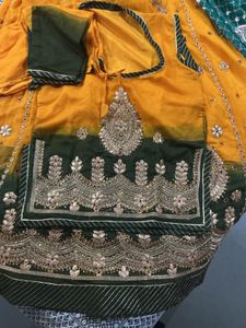 Designer Yellow &amp; Green rajputi poshak  Choli