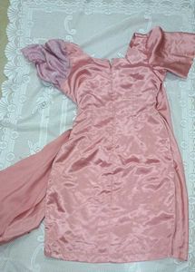Blush Elegance Asymmetric Satin &amp; Sequin Wrap Dres