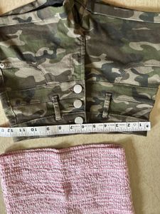 Smocked Off-Shoulder Top &amp; Camo Shorts Set