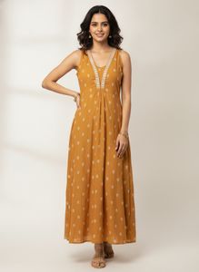 Mustard Yellow Printed Kurta