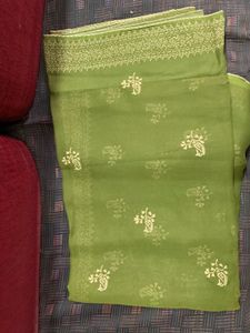 Green Saree With matching Blouse