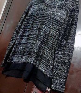Black Sparkly Winter Knit Top For 44 Bust