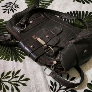 Pure Leather Chocolaty Coloured Hand Bag