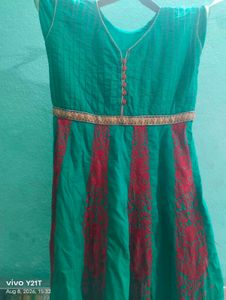 Green Embroidered anarkali kurti