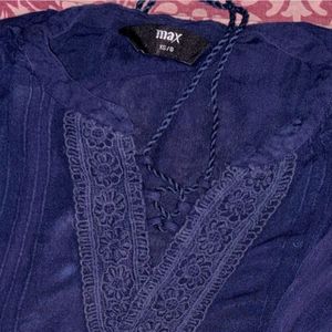 Navy Blue Kurta with Tassel Detail