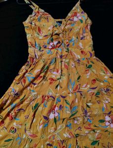 ​🍊 Vibrant Floral Tiered Mini Dress