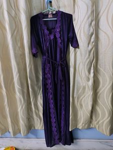 Purple Sexy Night Dress With Shrug