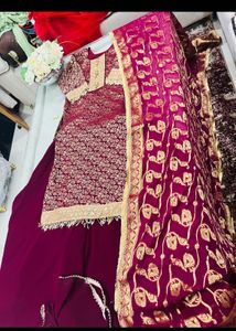 Exquisite Maroon & Gold garara Set
