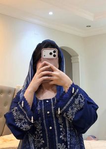 Elegant Navy Blue Embroidered Pakistani Kurta Set