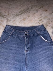 Wide Leg Blue Denim Jeans