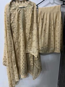 Beige Gota Work Garara Set.