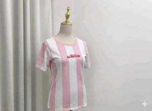 Striped Pink & White Tee