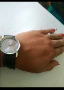 Classic Black Leather Strap Watch