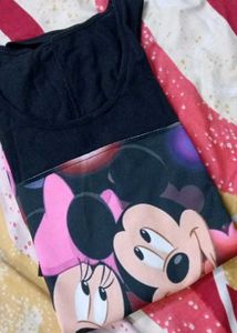 Minnie Mouse Graphic Print Black Dress