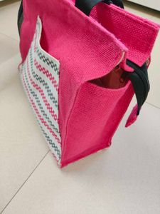 🌷Stylish Pink Jute Tote Bag