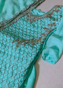 Elegant Teal Kurta Set with Embellishments