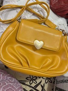 Cute Mustard Yellow Heart Accent Bag