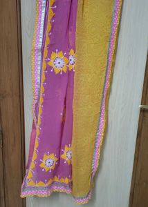 Pink Yellow Duppata Never Used