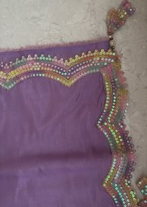 Lavender Saree Yellow Floral Blouse