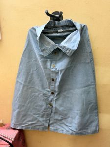 Denim Button-Up Skirt